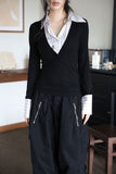 Mono shirring zip-up jumper