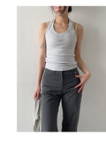 Ribbed Deep U-Neck Crop T-Shirt
