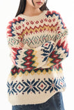 Nordic pattern round neck knit