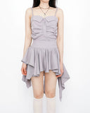 Queen's Shirring Bustier + Unbalanced Flare Skirt Set