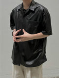 S/S Vegan Light Leather Half Shirt
