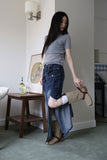 Leather belt middle boots