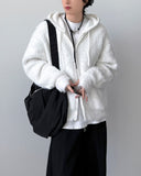 Shaggy Angora Knit Zip-Up