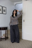 Roll-up button wide pants