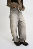 Dusty grain wide denim pants