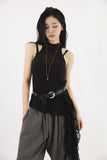 Half-high neck knit halter top