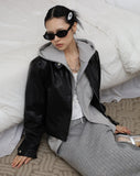 Kadi No Collar Leather Jacket