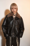 VINTAGE WASHED FUR LEATHER JACKET