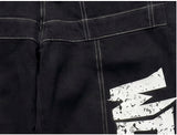 Monster Lettering Stitch Wide Denim Pants