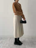 Corduroy pleated banding skirt