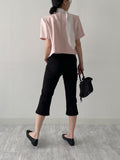 Pleated Tie-neck Short Sleeve T-shirt