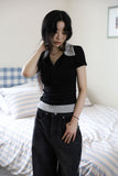 Heli color matching collar short sleeve tee