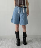 616 Wide Denim Half Pants