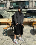 Here washing hood knit zip-up