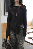 Slit Summer Boat Neck Knit