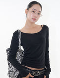 Poema shirring long sleeve tee