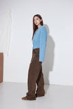wide brown washing denim