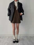 Suede V-neck Mini One Piece