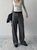 Leather Stripe Wide Slacks