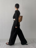 Two Pocket Nylon Long Wide Slacks