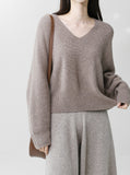 [Premium] Whole garment alpaca V-neck knitwear