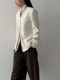 Twill Glass V-Neck Jacket