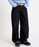 Non-fade slub low denim pants