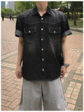 Leaf Snap Short Sleeve Denim Shirt