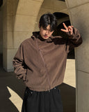 Diagonal Corduroy Hood Zip-up