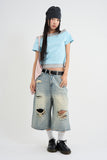 Distressed Bermuda Denim Pants