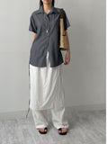 Tencel collar strap blouse