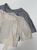 Ray Balloon Tie Half Blouse