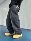 Kale Salt Washing Brushed Balloon Denim Pants