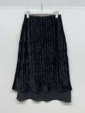 Velour layered pleated skirt