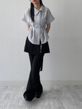 Paper Unbalanced Strap Short Sleeve Blouse