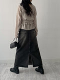 611 A-line Long Denim Skirt