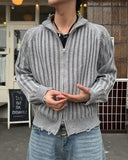 Damaged knit zip-up