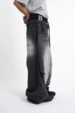 Sagging double denim banding pants