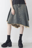 Reneck denim unbalance skirt