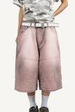 Sand-washed Bermuda denim pants