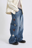 Star side patch denim pants