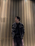 Salt Washed Biker Denim Jacket