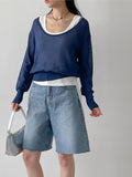 Clips U-neck See-through Knit