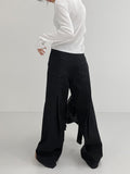 [unisex] Back pin tuck wide denim pants