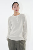 Pigment ribbed henley long sleeve