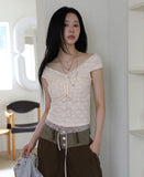 Rose lace shoulder sleeveless