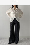 Curved Semi-Wide Cotton Pants