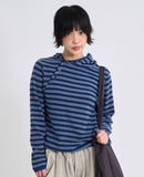 Diagonal button knit hoodie