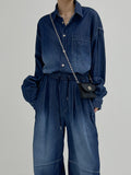 [Long sleeve ver.] Snap washing overfit denim shirt