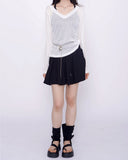 Feminine 3 PCS T-shirt + Sleeveless top + Banding Skirt Shorts Set